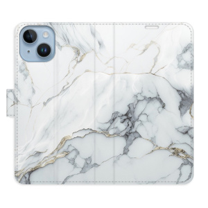 Flip pouzdro iSaprio - Apple iPhone 14 - SilverMarble 15 - kapsičky na karty