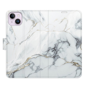 Flip pouzdro iSaprio - Apple iPhone 14 Plus - SilverMarble 15 - kapsičky na karty