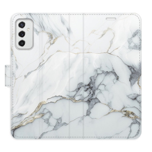 Flip pouzdro iSaprio - Samsung Galaxy M52 5G - SilverMarble 15 - kapsičky na karty