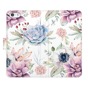 Flip pouzdro iSaprio - Apple iPhone 5 / 5S / SE - Succulents Pattern - kapsičky na karty