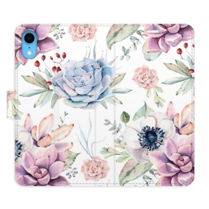 Flip pouzdro iSaprio - Apple iPhone XR - Succulents Pattern - kapsičky na karty