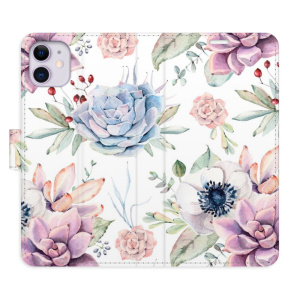 Flip pouzdro iSaprio - Apple iPhone 11 - Succulents Pattern - kapsičky na karty
