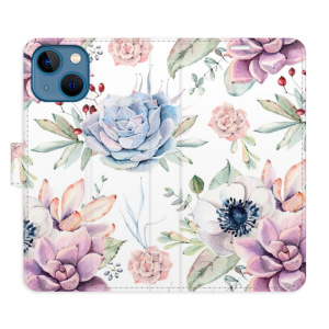 Flip pouzdro iSaprio - Apple iPhone 13 mini - Succulents Pattern - kapsičky na karty