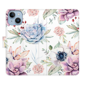 Flip pouzdro iSaprio - Apple iPhone 14 - Succulents Pattern - kapsičky na karty