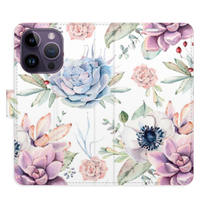 Flip pouzdro iSaprio - Apple iPhone 14 Pro - Succulents Pattern - kapsičky na karty