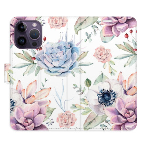 Flip pouzdro iSaprio - Apple iPhone 14 Pro Max - Succulents Pattern - kapsičky na karty