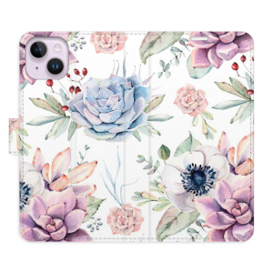 Flip pouzdro iSaprio - Apple iPhone 14 Plus - Succulents Pattern - kapsičky na karty