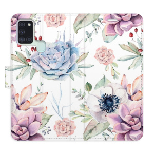 Flip pouzdro iSaprio - Samsung Galaxy A21s - Succulents Pattern - kapsičky na karty