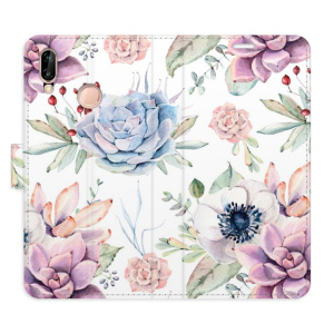 Flip pouzdro iSaprio - Huawei P20 Lite - Succulents Pattern - kapsičky na karty