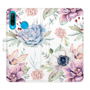 Flip pouzdro iSaprio - Huawei P30 Lite - Succulents Pattern - kapsičky na karty