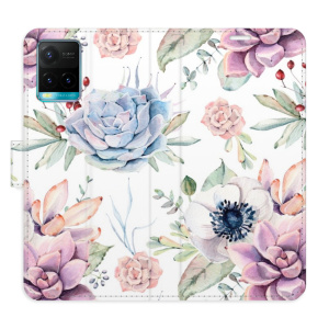 Flip pouzdro iSaprio - Vivo Y21 / Y21s / Y33s - Succulents Pattern - kapsičky na karty