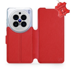 Kožené flip pouzdro Mobiwear - Vivo X200 Pro - Červené