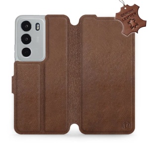 Kožené flip pouzdro Mobiwear - Realme C71 - Hnědé