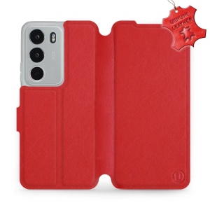 Kožené flip pouzdro Mobiwear - Realme C71 - Červené