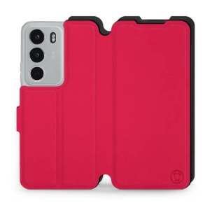 Flipové pouzdro Mobiwear Semiš - Realme C71 - Rudé & Černé