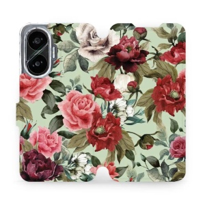 Flipové pouzdro Mobiwear - Xiaomi Poco F7 - MD06P Růže a květy na světle zelené