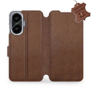 Kožené flip pouzdro Mobiwear - Xiaomi Poco F7 - Hnědé
