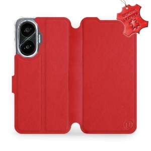 Kožené flip pouzdro Mobiwear - Xiaomi Poco F7 - Červené