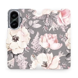 Flipové pouzdro Mobiwear - Xiaomi Poco F7 - MX06S Květy na šedém pozadí