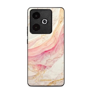 Lesklý kryt Mobiwear Glossy - Realme GT 7T - G027G - Růžový a zlatavý mramor
