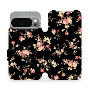 Flipové pouzdro Mobiwear - Google Pixel 10 Pro - VD02S Květy na černé