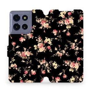 Flipové pouzdro Mobiwear - Motorola Moto G86 5G - VD02S Květy na černé