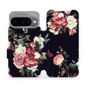 Flipové pouzdro Mobiwear - Google Pixel 10 - VD11P Růže na černé