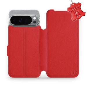 Kožené flip pouzdro Mobiwear - Google Pixel 10 Pro XL - Červené