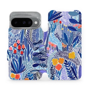 Flipové pouzdro Mobiwear - Google Pixel 10 - MP03P Modrá květena
