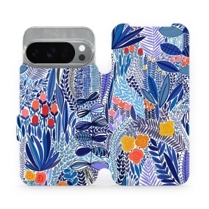 Flipové pouzdro Mobiwear - Google Pixel 10 Pro - MP03P Modrá květena