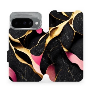 Flipové pouzdro Mobiwear - Google Pixel 10 - VP35S Černý a zlatavý mramor