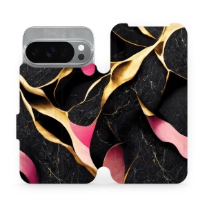 Flipové pouzdro Mobiwear - Google Pixel 10 Pro - VP35S Černý a zlatavý mramor