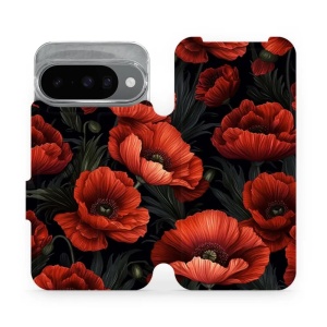 Flipové pouzdro Mobiwear - Google Pixel 10 - VP45S Temné červené květy