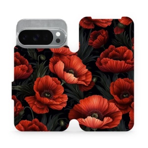 Flipové pouzdro Mobiwear - Google Pixel 10 Pro - VP45S Temné červené květy