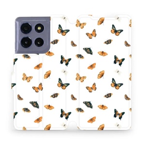 Flipové pouzdro Mobiwear - Motorola Moto G86 5G - VP77S Oranžoví motýlci