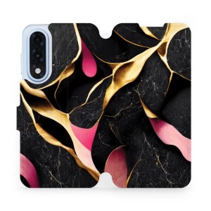 Flipové pouzdro Mobiwear - OnePlus Nord 5 - VP35S Černý a zlatavý mramor