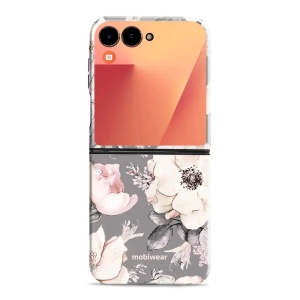 Odolný obal Mobiwear Elite Pro - Samsung Galaxy Z Flip 7 - EX06E Květy na šedém pozadí