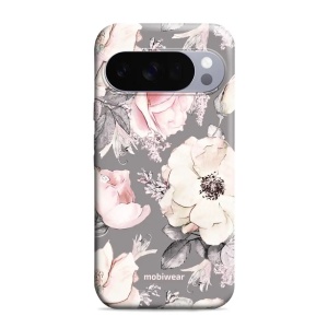 Odolný obal Mobiwear Elite Pro - Google Pixel 10 Pro - EX06E Květy na šedém pozadí