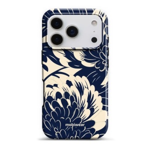 Odolný obal Mobiwear Elite Pro - Apple iPhone 17 Pro - EA40E Modré a béžové květy - VÝPRODEJ