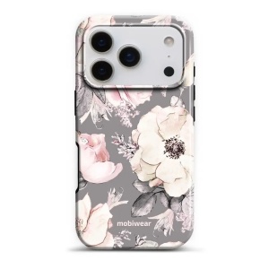 Odolný obal Mobiwear Elite Pro - Apple iPhone 17 Pro - EX06E Květy na šedém pozadí