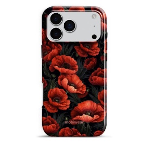 Odolný obal Mobiwear Elite Pro - Apple iPhone 17 Pro Max - EP45E Temné červené květy