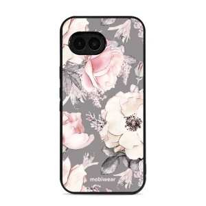 Lesklý kryt Mobiwear Glossy - Google Pixel 9A - G034G - Květy na šedém pozadí