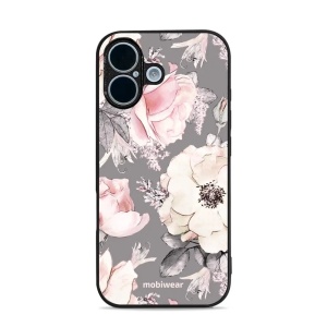 Lesklý kryt Mobiwear Glossy - Apple iPhone 17 - G034G - Květy na šedém pozadí