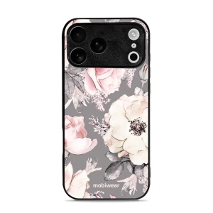 Lesklý kryt Mobiwear Glossy - Apple iPhone 17 Pro Max - G034G - Květy na šedém pozadí