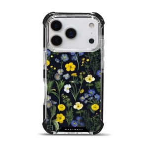 Odolný obal Mobiwear MagSafe Elite Bumper - Apple iPhone 17 Pro - D004D Kvítky v černé