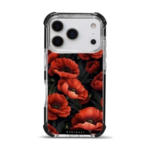 Odolný obal Mobiwear MagSafe Elite Bumper - Apple iPhone 17 Pro - D006D Temné červené květy