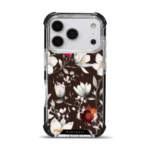 Odolný obal Mobiwear MagSafe Elite Bumper - Apple iPhone 17 Pro - DP72D Květy na hnědé