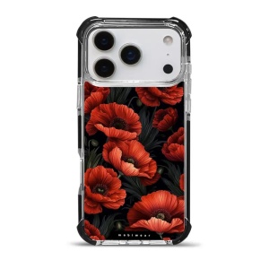 Odolný obal Mobiwear MagSafe Elite Bumper - Apple iPhone 17 Pro Max - D006D Temné červené květy