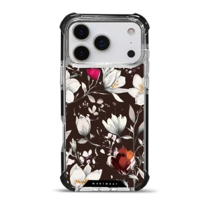 Odolný obal Mobiwear MagSafe Elite Bumper - Apple iPhone 17 Pro Max - DP72D Květy na hnědé
