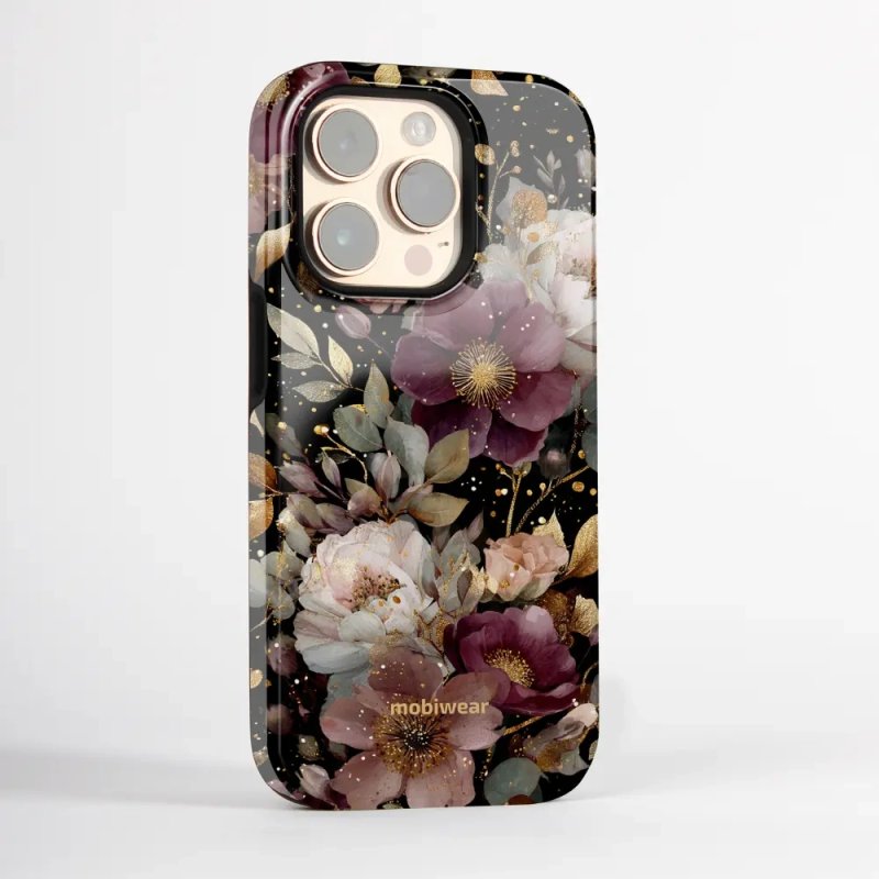 Odolný kryt na mobil Samsung Galaxy S26 - Mobiwear Elite Pro E169E, zlatavé kvítky